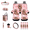 Cartoon Sloth with Strawberries & Heart Pattern, variant on Chririnla Cartoon Sloth with Strawberries & Heart Pattern Car Seat Protector Kit, with Car Seat Covers Seat Belt Shoulder Pad Water Cup Pad Car Organizer Bag Car Rear View Mirror Cover