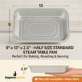 thumbnail image 3 of Impresserve Aluminum Foil Steam Table, Half Size Deep, 9x13 Pans (30 Pack), 3 of 10