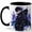 Black, variant on Cyber Anime Warrior Coffee Mug, Dark Fantasy Hero Mug, Gamer Birthday Christmas Gift for Men, Blue Purple Energy Urban Character Art, 11 oz White Ceramic Coffee Cup