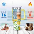 thumbnail image 4 of 40oz Yellow Lemon Pattern Stainless Steel Flip Straw Tumbler Spill Proof Travel Cup Double Wall Vacuum Insulated Coffee Mug with Top Handle, 4 of 6