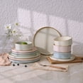 thumbnail image 6 of Famiware Nebula Stoneware Dinnerware Sets, 12-Piece Dish Set, Multicolor with Brown Rim, 6 of 8
