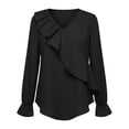 thumbnail image 5 of Womens Plus Size Long Sleeve Blouses V Neck Ruffle Work Blouses For Women Casual Tops Plus Size Shirt For Women Fall Tunic Tees, 5 of 6