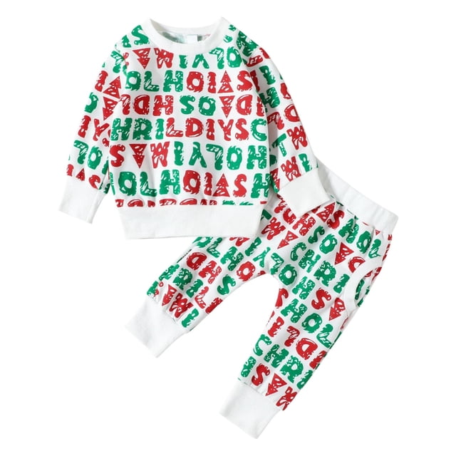 Odeerbi 0-3 Años Niño Niña Conjunto de Algodón Sudadera de Letras Sudadera de Cuello Redondo Sudadera Pantalón Conjunto de Dos Piezas Cuello Redondo Y Manga Larga