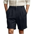 thumbnail image 2 of Mens Casual Shorts Mid Waist Cargo Solid Splice Pocket Drawstring Shorts Solid Color Navy XL, 2 of 4