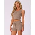 thumbnail image 3 of DARING DIVA Ribbed Knit Loungewear Sleepwear 2 Piece Tank Top M Khaki, 3 of 6