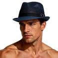 thumbnail image 3 of Paiwinds Men's Straw Fedora Summer Sun Hat Breathable Woven Beach Hat with Adjustable Strap for Travel Outdoor Casual Daily Wear, 3 of 8