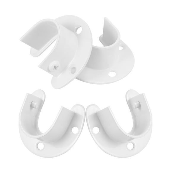 SEWCHICS Closet Rod Support Closet Pole Socket White Stainless Steel 4Pcs