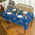 thumbnail image 2 of Christmas Tablecloth 60×60 Inch Square, Simple Snow Stick Figure Blue Washable Table Cover for Party Picnic Dinner Decor, 2 of 6