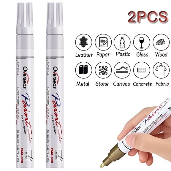 CCOCC 2PCS White Colors Tire Permanent Paint Marker Pen Car Tire Rubber Universal Waterproof Oil Base