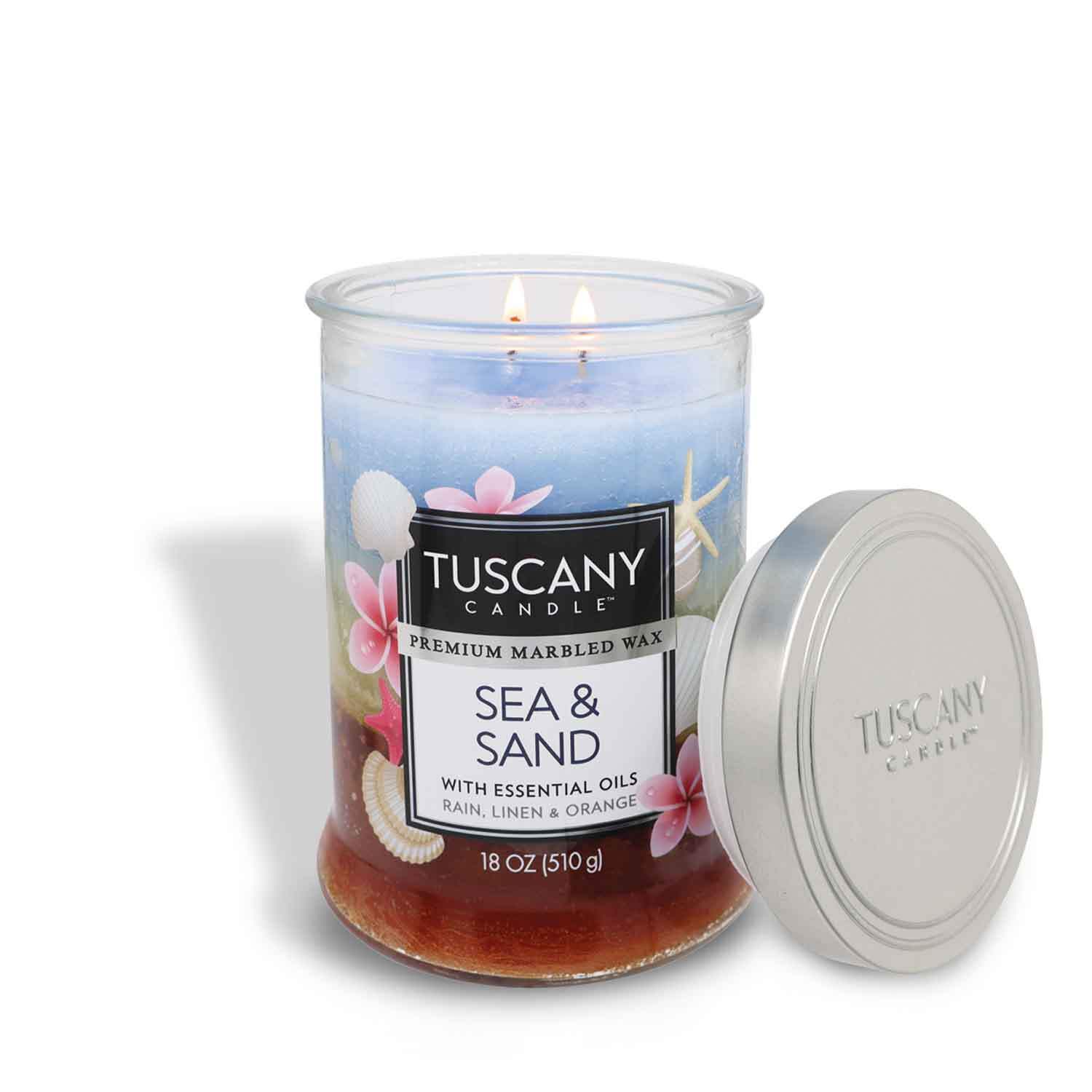 Tuscany Candle Sea & Sand Scented Jar Candle Rain Linen Orange 18 Ounce