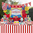 thumbnail image 7 of Carnival Circus Party Supplies, Red and White Stripes Party Decorations, Includes Paper Plates, Cups, Napkins, Carnival Tablecloth, Flag for Birthday Carnival Baby Shower Christmas, Serves 20, 7 of 7