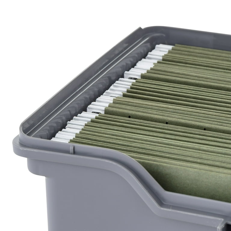 IRIS, Portable Plastic File Box with Organizer Lid, Letter Size