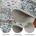 thumbnail image 6 of NewBuros 8'x10' Washable Area Rug for Living Room, Non Slip Vintage Distress Print Pattern Floral Rug, Soft Low Pile Indoor Carpet for Bedroom Dining Room, Teal Colorful, 6 of 11