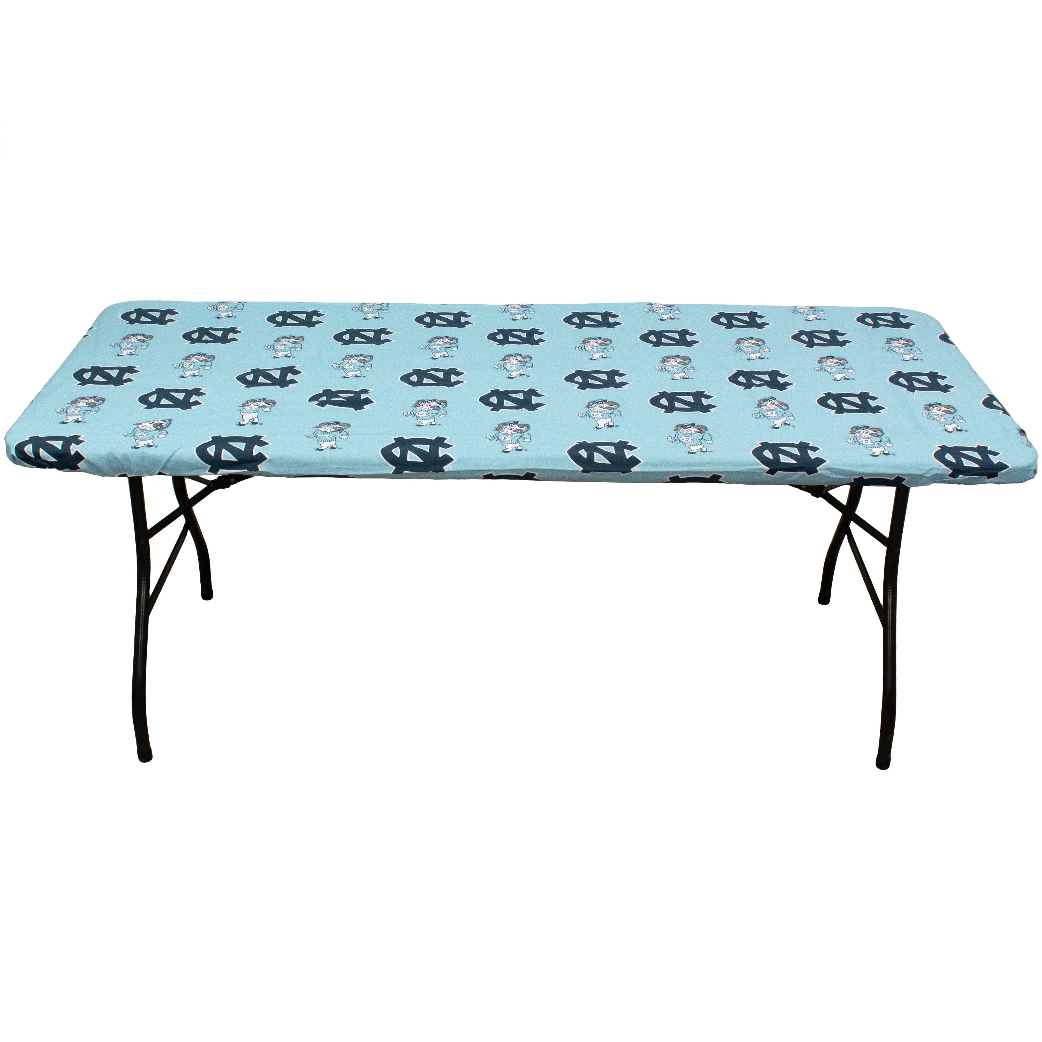 North Carolina Tar Heels Tailgate Fitted Tablecloth, 33" x 33", Card Table 96" x 30", 8 ft table