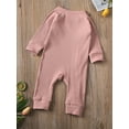 thumbnail image 5 of Bagilaanoe Newborn Baby Girl Boys Fall Jumpsuit Ribbed Long Sleeve Bodysuit Infant Autumn Zipper One Piece Romper, 5 of 9