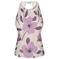 thumbnail image 3 of Women's Printed Tankini Top - High Elasticity Slim-Fit Swimsuit with Removable Straps & Cups, Perfect for Beach & Pool Parties，Purple Pastel Floral, 3 of 7