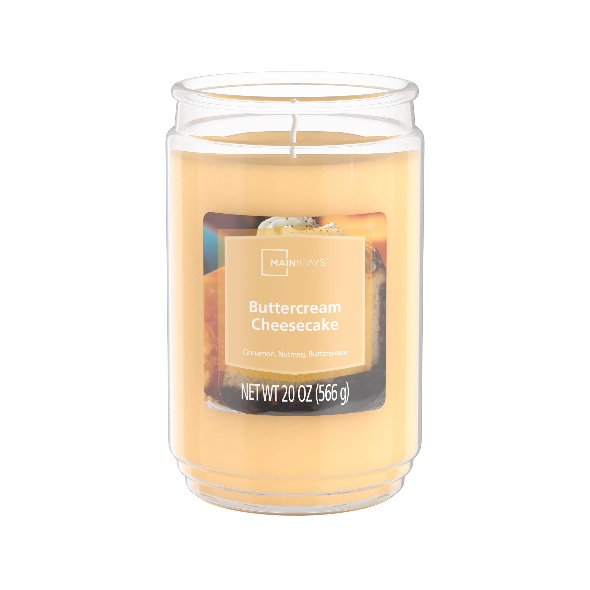 Mainstays Single-Wick Scented Jar Candle, Buttercream Cheesecake Jar, 20oz.