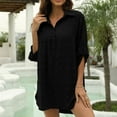 thumbnail image 4 of Frostluinai Oversized Beach Shirt Dress Swimwear Cover-Up, Black (Women's), 4 of 5