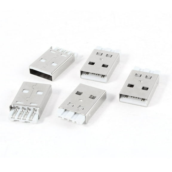Unique Bargains 5 Pcs USB 2.0 A Type Male PCB Mount Port Plug Jack Socket Repair Parts