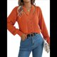 thumbnail image 1 of Suéter Informal de Cuello en V Ahuecado para Mujer, Suéter de Punto de Larga, Suéteres Superiores. Color Naranja L, 1 of 10