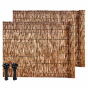 KFFKFF Natural Reed Fencing, 4 Ft. x 16.4 Ft., 2-Pack Brown