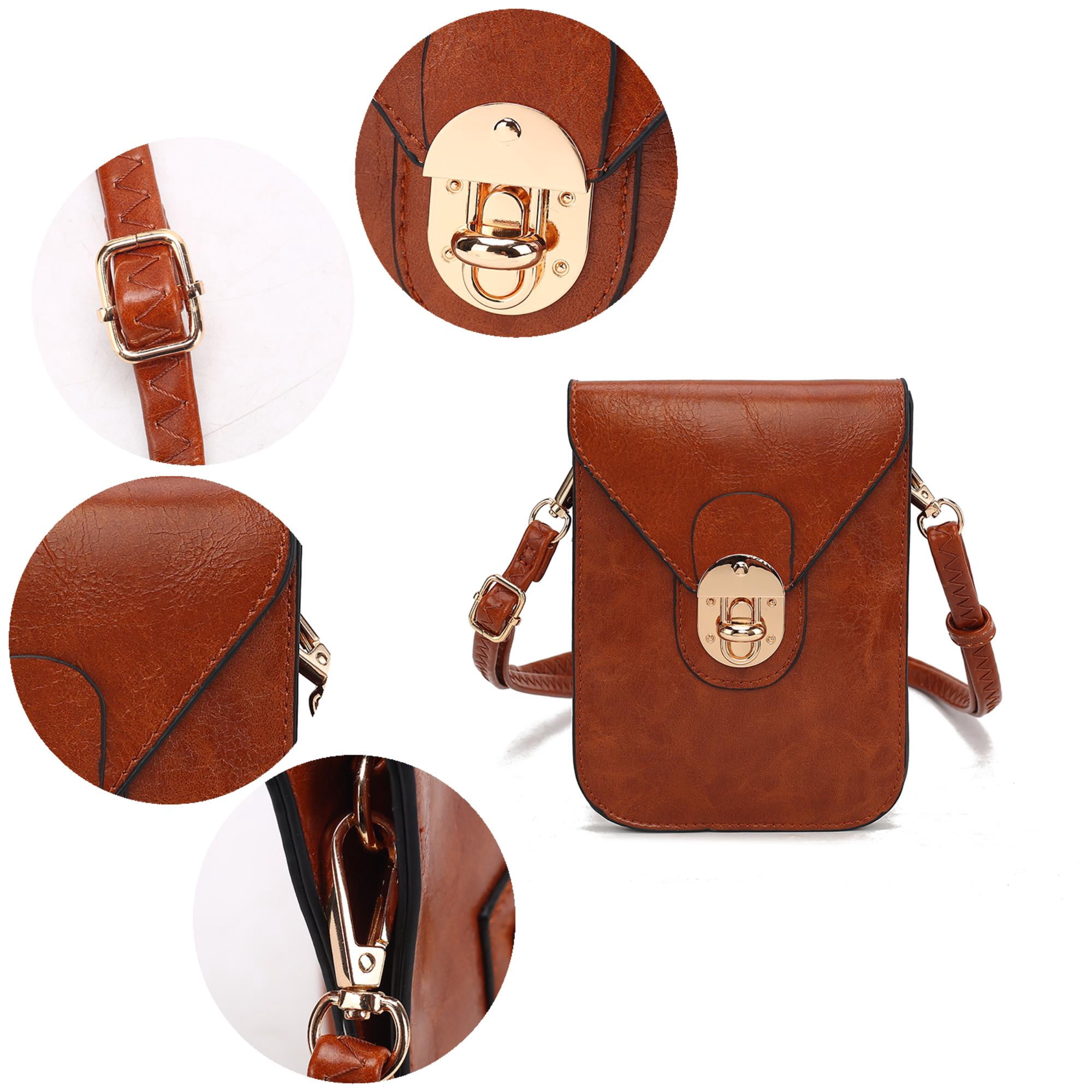 MKF Collection Havana Phone Crossbody Bag for Women, Vegan Leather Handbag Shoulder Bag by Mia K -Coffee Brown