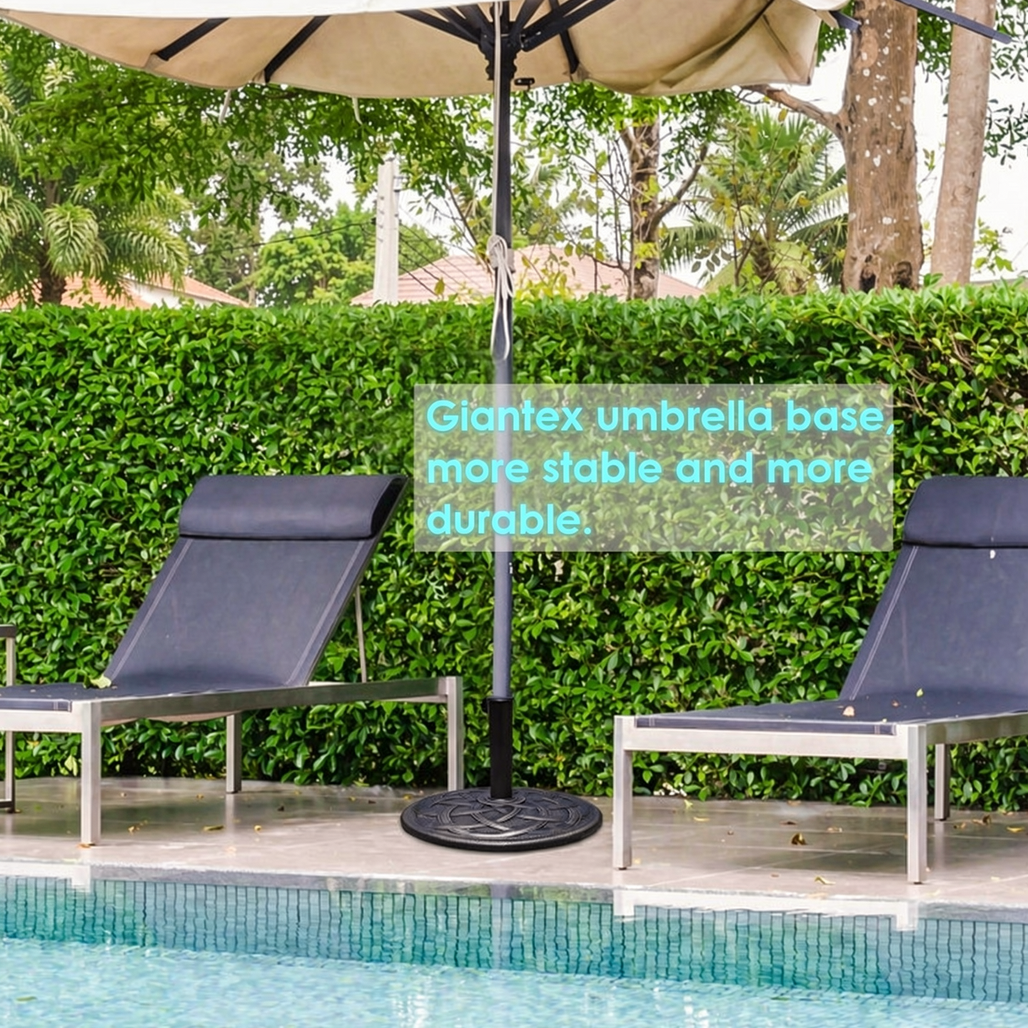 Biotree 22 Inch Heavy Duty Round Umbrella Base Stand Bronze - Heavy Duty Outdoor Patio Stand for Market and Offset Umbrellas