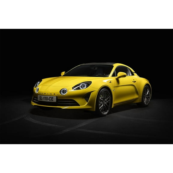 Alpine A110 Color Edition Yellow Sport Car Home Decor - 12x18 Inch Laminated Poster - Stunning Detail and Bold Colors