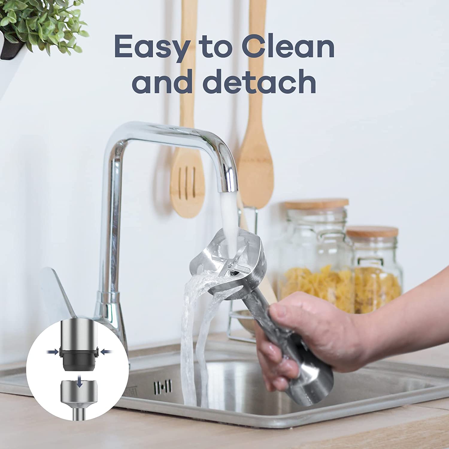 Immersion Blender 5 in 1 Hand Blender  1000W Heavy Duty Motor Stainless Steel Blade With Beaker Chopper Whisk