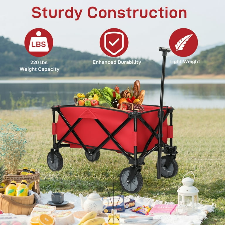 Foldable Wagon 3-in-1 Convertible Folding Wagon Cart With Bench