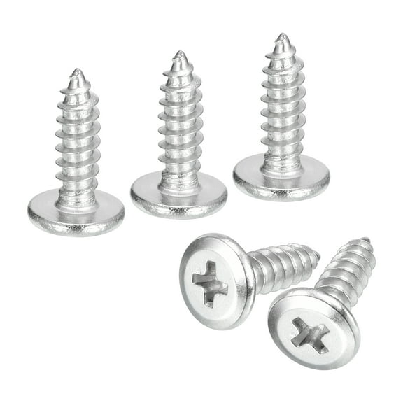 Uxcell M5x16mm Flat Head Phillips Drive Self Tapping Screws, 304 Stainless Steel Cross Drive Fastener Screws, Silver, Pack of 25
