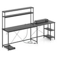 thumbnail image 4 of Resenkos Reversible L-Shaped Gaming Desk with LED Strip, Power Outlets, and Hutch - Black, 4 of 8