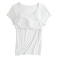 thumbnail image 4 of JGGSPWM Womens Solid Short Sleeve Tops Crewneck Build in Bra Blouse Plus Size Shirts Summer 2023 Tunic Tees Tshirts Silver XXL, 4 of 8