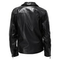 thumbnail image 3 of Men's Lapel Asymmetric Zip-Up Pu Coat Motorcycle Biker Bomber Coat Men's Faux Leather Jackets, 3 of 3