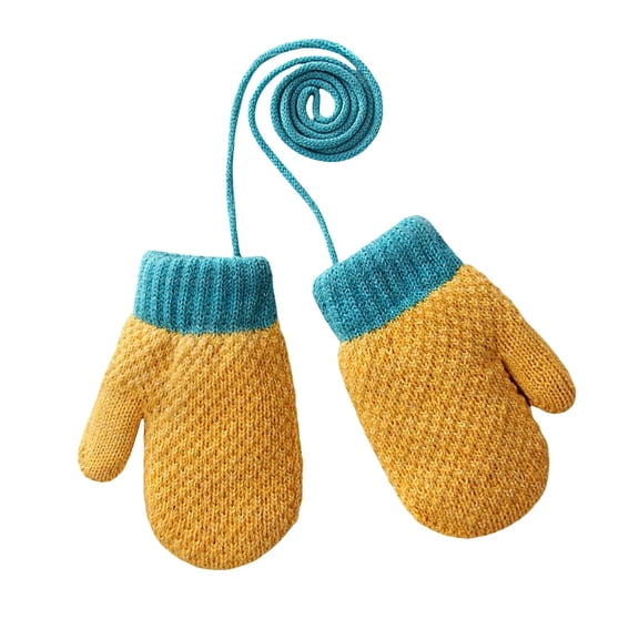 Karoyedx Toddler Gloves Kid Winter Gloves Toddler Solid Knit Warm Stretchy Magic Gloves for Boys Girls Yellow Size,0-4 Years