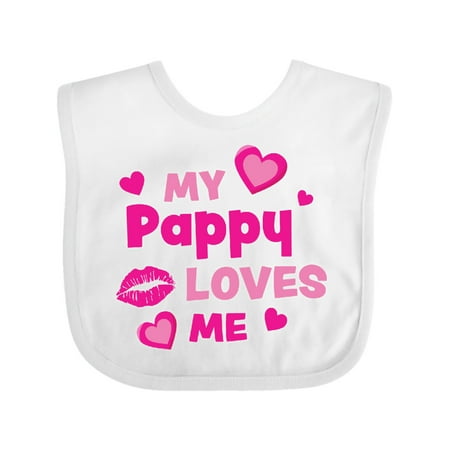 

Inktastic Valentine s Day My Pappy Loves Me Hearts and Lips Gift Baby Boy or Baby Girl Bib