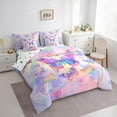 thumbnail image 3 of Castle Fairy Gradient Butterflies Twin Bedding Sets 7-Piece for Kids Children,Kawaii Ombre Rainbow Bedding Comforter Set Microfiber,Dreamy Princess Breathable Sheet Sets,Lightweight Room Decor, 3 of 8