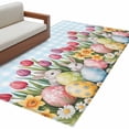 thumbnail image 6 of Easter Area Rug 3x5 Washable Rug Non Slip Spring Bunny Colorful Eggs Tulip Flowers Blue Check Large Area Rug Indoor Floor Carpet for Entryway Bedroom Kitchen Living Room Home Office Dining Room, 6 of 8