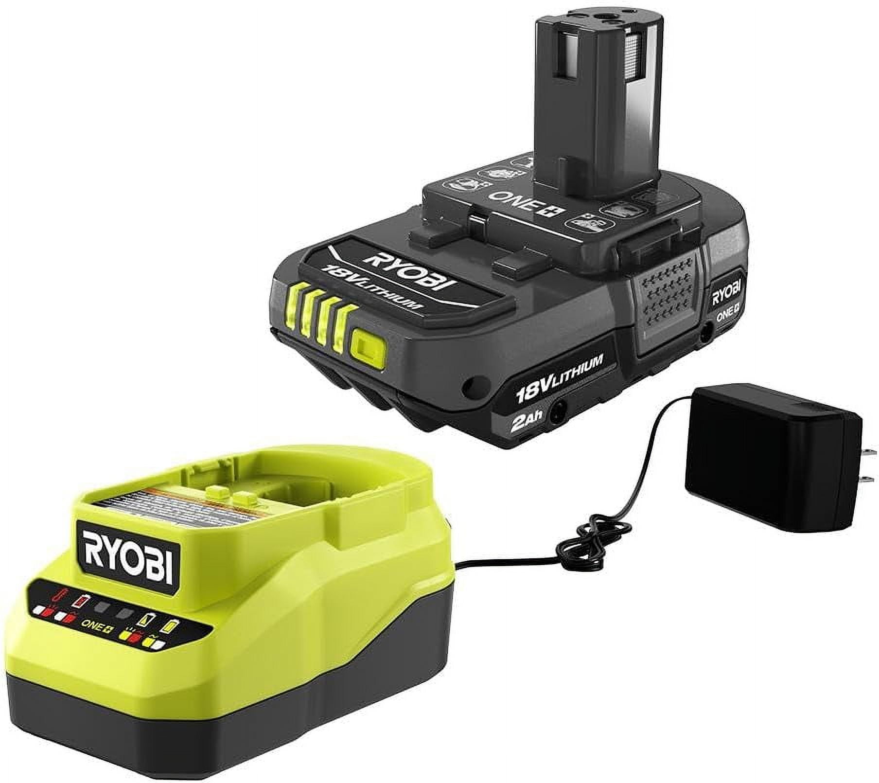 RYOBI ONE+ 18V Lithium-Ion 2.0 Ah Compact Battery and Charger Starter Kit