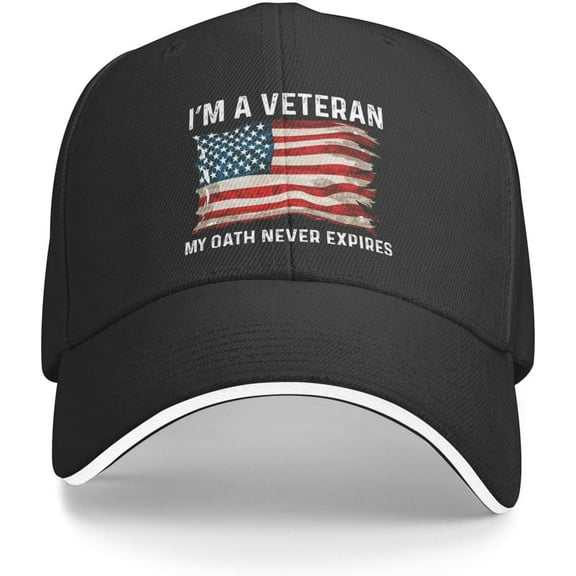I'm A Veteran My Oath Never Expires Hat for Men Baseball Caps Graphic Cap