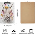 thumbnail image 2 of Fashion Clipboard, Standard A4 Letter Size, 12.5"x9", Wooden Clipboard, Low Profile Clip with Retractable Hanging Tab, Decorative Clipboard, Cow with Flower Crown, Gift for Birthday, 2 of 6