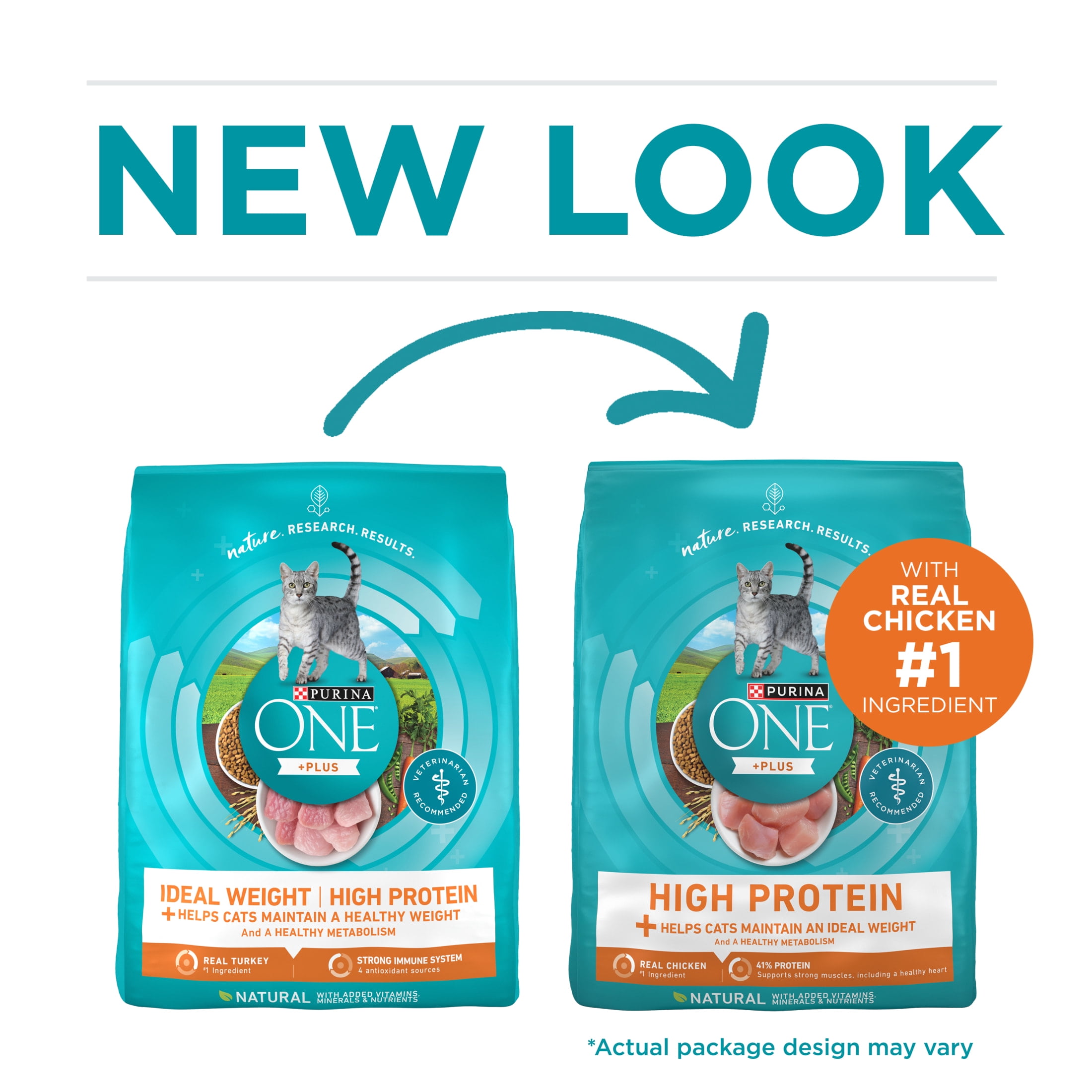Purina ONE High Protein Ideal Weight Dry Cat Food With Turkey, Weight Control Formula, 3.5 lb Bag