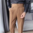 thumbnail image 5 of Mens Cargo Pants Slim Fit Feet High Waist Business Solid Color Casual Suit Workwear, 5 of 8