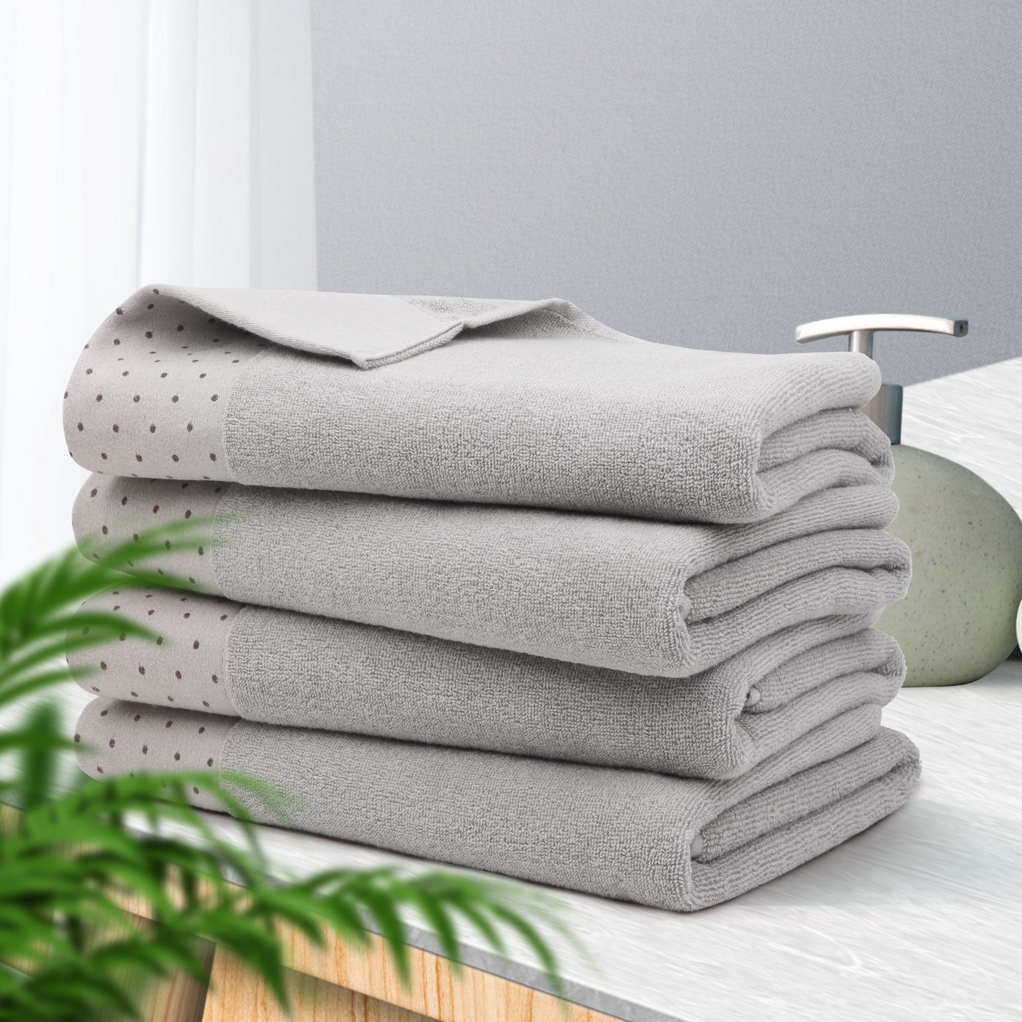 Unique Bargains Hand Towel Set 27" x 54" Soft 100% Combed Cotton 600 GSM Luxury Towels 4 Bone