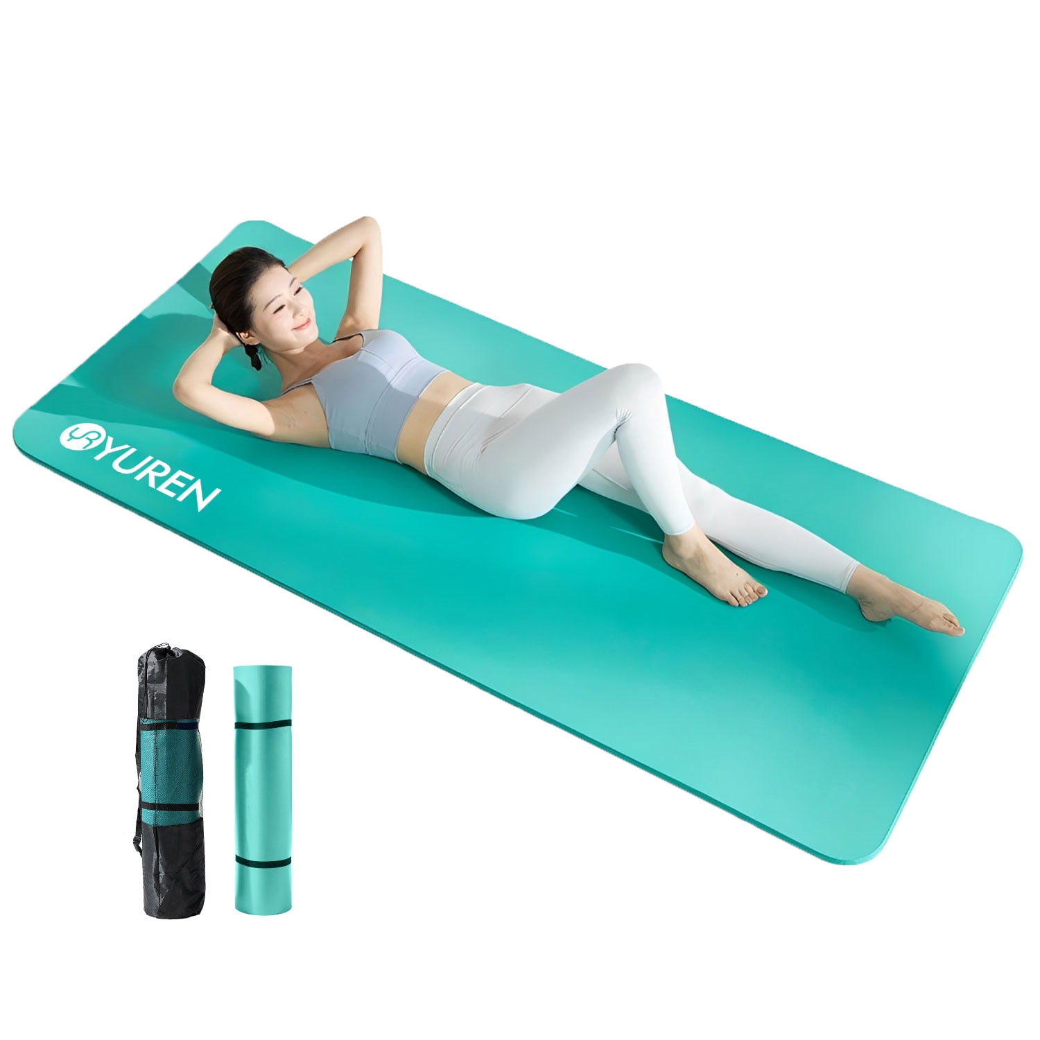 YR Large Yoga Mat 78"x35" Wide NBR Exercise Workout Mats for Home Gym Floor Fitness Pad, Thick 10mm Iceblue