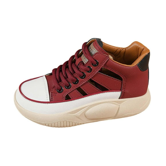 Zapatos casuales para mujer, sandalias de verano, zapatos planos con suela gruesa y plataforma hueca. 38 Tamaño Rojo