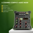 thumbnail image 4 of Mixing 5-Channel Compact Audio Mixer Sound Mixing Console 48V Phantom Power USB Audio Interface LED Display Built-in Reverb Effect BT Function for DJ Recording Live Broadcast, 4 of 7