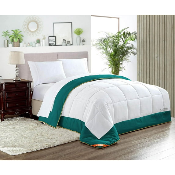 SGI Microfiber Comforter Set Oversized /Palatial King Size Teal Two Tone Style 3 PC