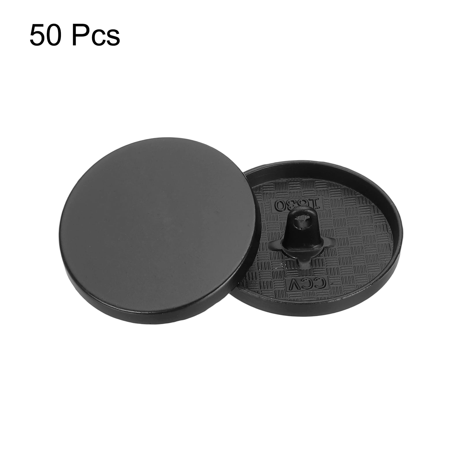 50pcs 48L Metal Round Flat Sewing Buttons 30mm Alloy Shank Craft Replacement Button for Men Women Suit Woolen Coat Shirt Trousers Sewing Crafts, Matt Black
