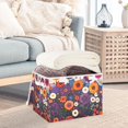 thumbnail image 3 of Yayeee Collapsible Cube Storage Bin with Lid Fabric Closet Decorative Basket with Handles, Purple Flowers, 3 of 7